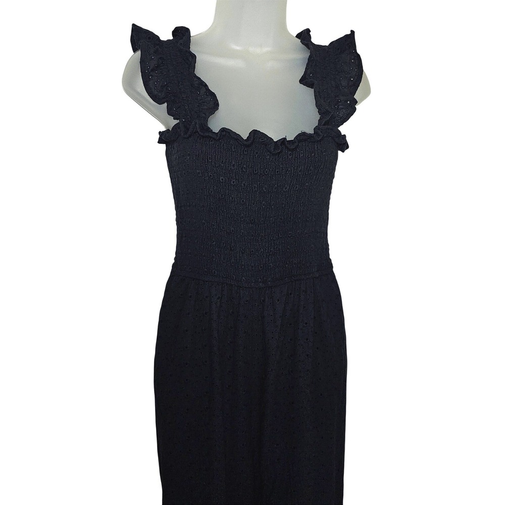 Lulus Navy Blue‎ Eyelet Lace Wide-Leg Jumpsuit Sz M - Picture 2 of 7